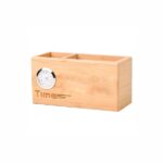 Wooden Pen Stand Card Holder With Clock