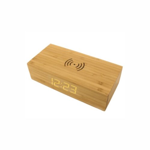 Bamboo Wireless Charger with Clock