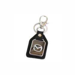 Rectangular Leather Metal Finish Keychain - Image 1