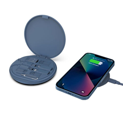 OSLO – @memorii Recycled 15W Wireless Charger Multi – Cable Set – Blue