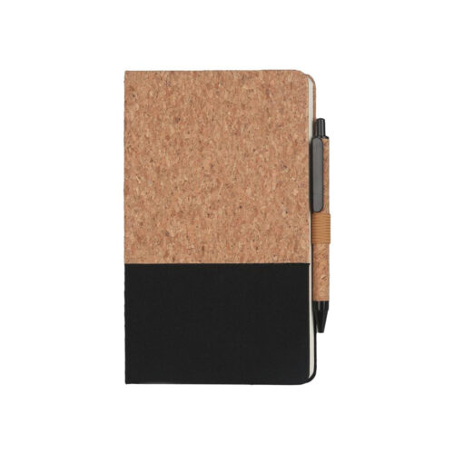 BORSA – eco-neutral A5 Cork Fabric Hard Cover Notebook and Pen Set – Black