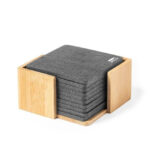 LAAX – eco-neutral RPET Set of 6 Felt Coasters with Bamboo Stand