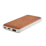 ALBECK – Recycled Leather 10000mAh PD Powerbank – White/Tan