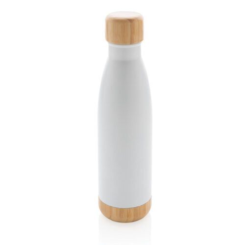 ODESSA – Giftology Double Wall Stainless Bottle with Bamboo Lid and Base – White