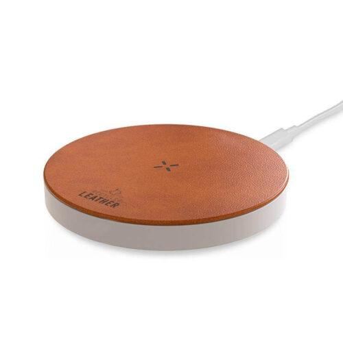 ANZIO – Recycled Leather 15W Wireless Charger – White/Tan