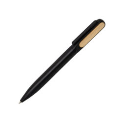 Trento – Matte Finish Metal Ball Point Pen with Bamboo – Black - Image 1