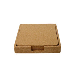 TEREVI - eco-neutral set of 4 Cork Coasters with Cork Stand - Image 1