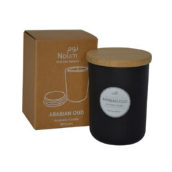 NOUM - Arabic Oudh Scented Glass Candle with Bamboo Lid - Black - Image 2