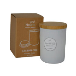 NOUM - Arabic Oudh Scented Glass Candle with Bamboo Lid - White - Image 2