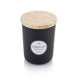 NOUM - Arabic Oudh Scented Glass Candle with Bamboo Lid - Black - Image 1