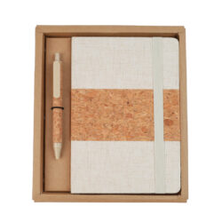 ERDUDFYL - Cork + RPET Notebook and Bamboo Pen Gift Set - Image 1