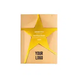 Strato | 11485GL Wooden Trophy With Metal Star Gold