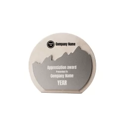 VELMIRA | 11598WT White Stone Plaque Award With Metal Plate - Image 1