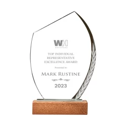 Quibb | 11420 Crystal Trophy With Wooden Base