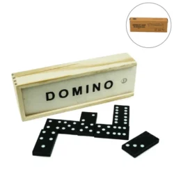 Classic 28-Piece Wooden Domino Set in Sliding Storage Box