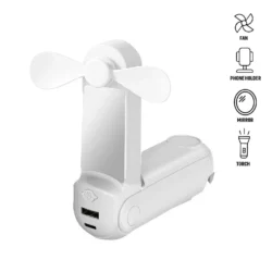 Elite 5-in-1 Multi-Functional Travel Tool – Fan, Power Bank, Torch & Mirror - Image 1