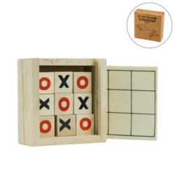 Classic Tic-Tac-Toe Wooden Board Game with Sliding Storage Box