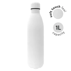 Executive Soft-Touch Insulated Water Bottle – 1L Pristine White
