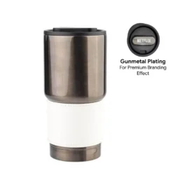 Executive Insulated Tumbler with Premium Grip Sleeve – 530ml (White) - Image 1