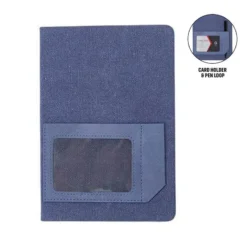 Executive Recycled Canvas A5 Journal – Navy & Tan Edition - Image 1