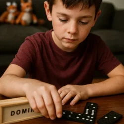 Classic 28-Piece Wooden Domino Set in Sliding Storage Box - Image 7