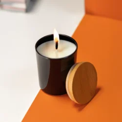 Premium Frosted Glass Scented Candle with Bamboo Lid - Image 3