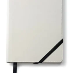 Executive Leatherette Journal with Integrated Pen Spine – Pristine White - Image 1