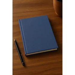 Executive Denim-Textured A5 Notebook – Sustainable Slate Blue - Image 1
