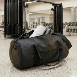 Classic Lightweight Polyester Duffle Gym Bag (Black) - Image 5