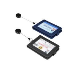 Executive Recycled PU ID Holder with Integrated Retractable Reel – Stealth Black - Image 1