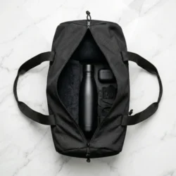 Classic Lightweight Polyester Duffle Gym Bag (Black) - Image 4