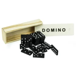 Classic 28-Piece Wooden Domino Set in Sliding Storage Box - Image 4