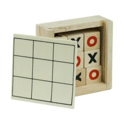 Classic Tic-Tac-Toe Wooden Board Game with Sliding Storage Box - Image 4