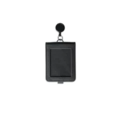 Executive Recycled PU ID Holder with Integrated Retractable Reel – Stealth Black - Image 3