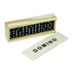 Classic 28-Piece Wooden Domino Set in Sliding Storage Box - Image 3