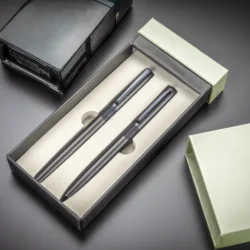 Black Metal Pen Set with Matte Finish – Presented in Hardboard Slide-to-Open Box - Image 7