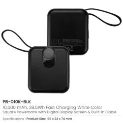 Fast Charging Digital Powerbank 38.5Wh, Built-in Type-C, 10K mAh - Image 5