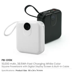 Fast Charging Digital Powerbank 38.5Wh, Built-in Type-C, 10K mAh - Image 7