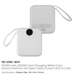 Fast Charging Digital Powerbank 38.5Wh, Built-in Type-C, 10K mAh - Image 12