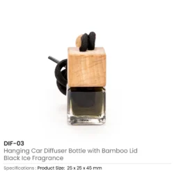 Hanging Car Diffuser Bottle with Bamboo Lid – Black Ice Fragrance - Image 5