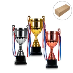 Metal Open Cup Trophies & Removable Ribbon Attached to Both Handles - Image 5