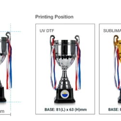 Metal Open Cup Trophies & Removable Ribbon Attached to Both Handles - Image 9