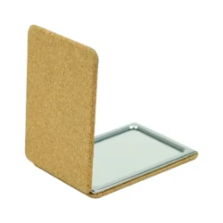 Rectangle Pocket Mirror, Double-Sided Foldable with Cork Finish Cover - Image 3