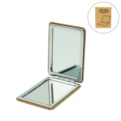 Rectangle Pocket Mirror, Double-Sided Foldable with Cork Finish Cover - Image 4