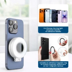 Pocket Selfie Ring Light with MagSafe, Bi-Color LED, 180° Flip Design - Image 6