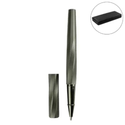 Rollerball Pens with Swirl Design in Gunmetal Finish – Presented in PU Leather Box - Image 4