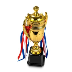 Small Cup Trophy with Removable Ribbon Attached to Both Handles - Image 1