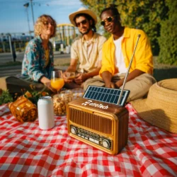 Vintage Design Bluetooth Speaker with Radio and Solar Panel - Image 3