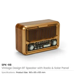 Vintage Design Bluetooth Speaker with Radio and Solar Panel - Image 6